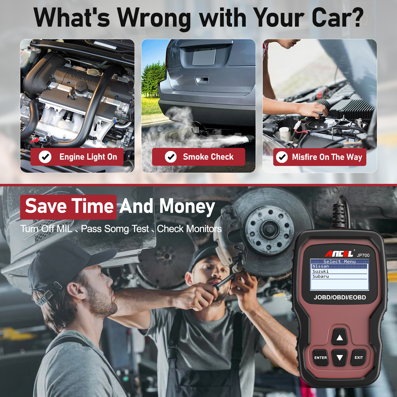 Ancel JP700 Japanese Automotive JOBD OBD2 Scanner Check Engine Code ...