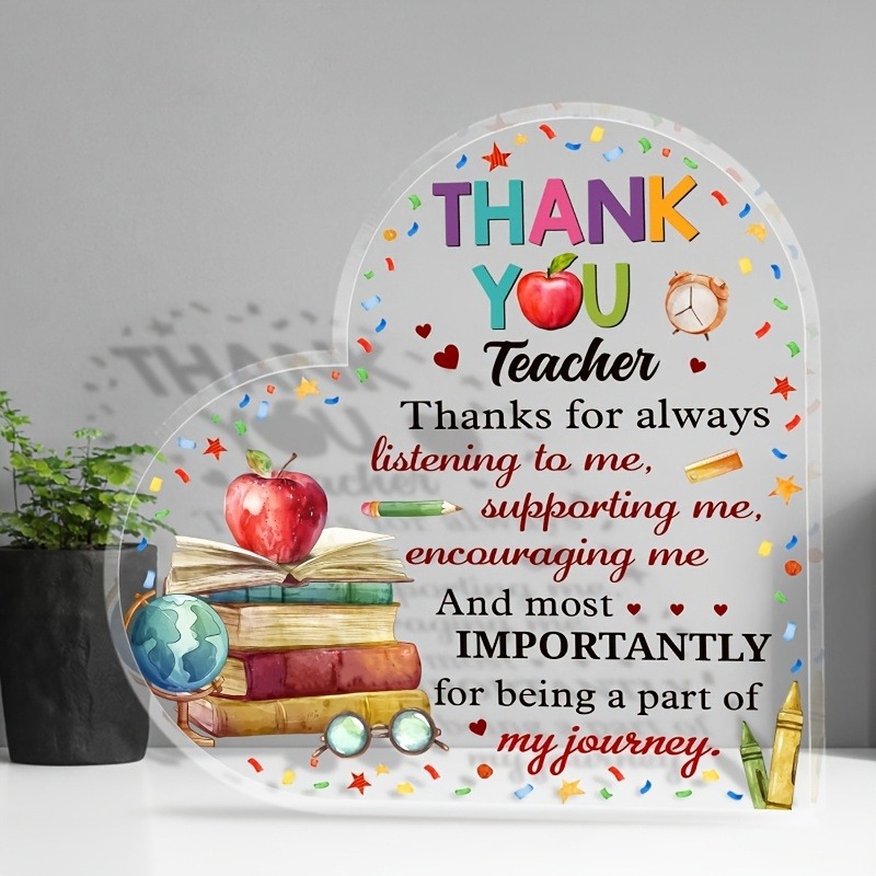 1pc Teacher Appreciation Acrylic Heart Keepsake - Thank You Gifts for ...