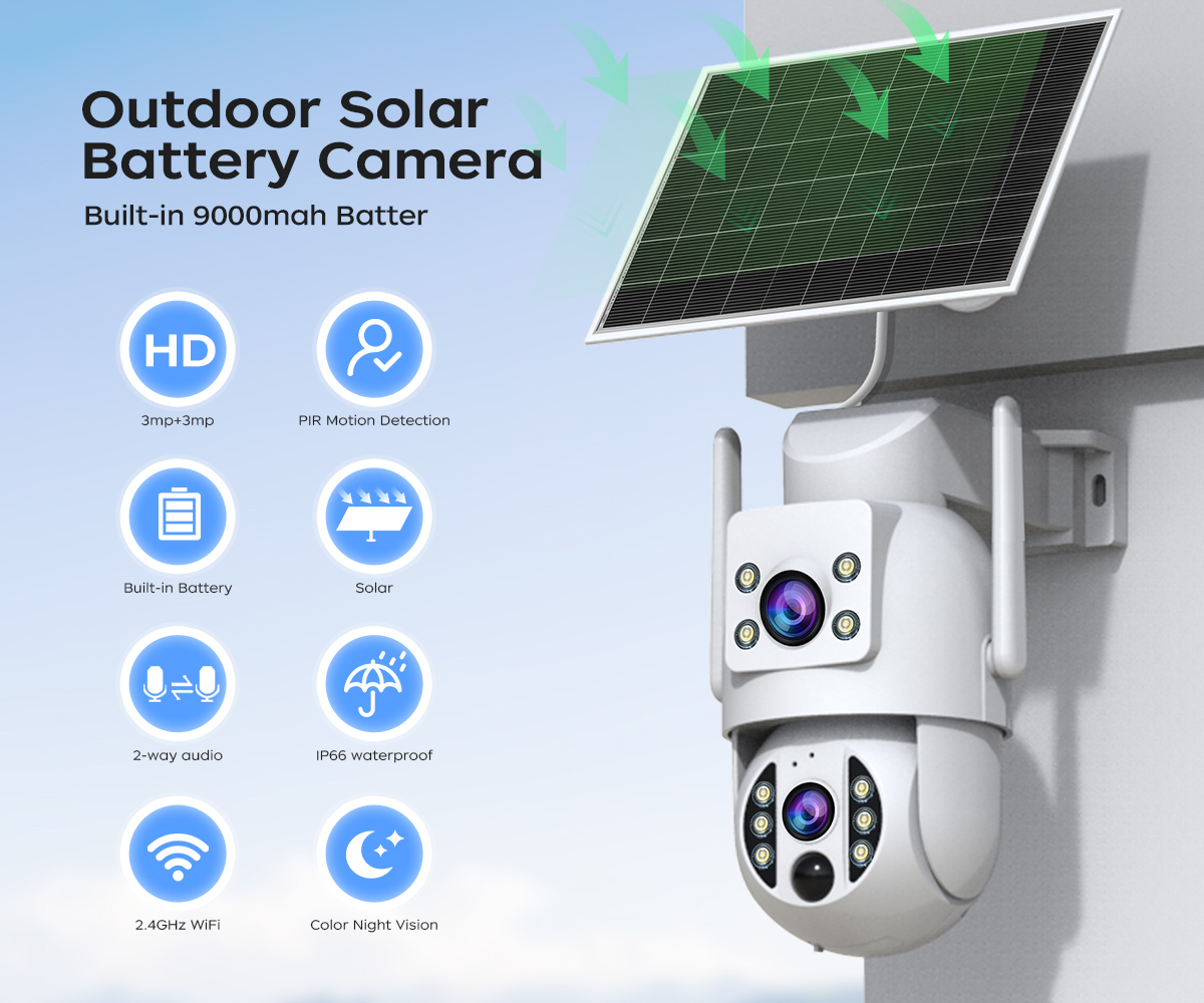 Jooan 4K Outdoor Solar CCTV Camera Dual Lens WiFi Waterproof Camera ...