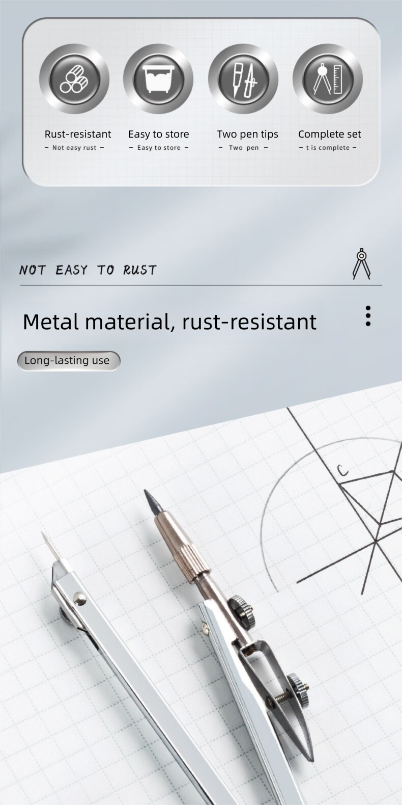 M&G Metal Compass Set (Thick Refill + Storage Box) Student Mechanical ...