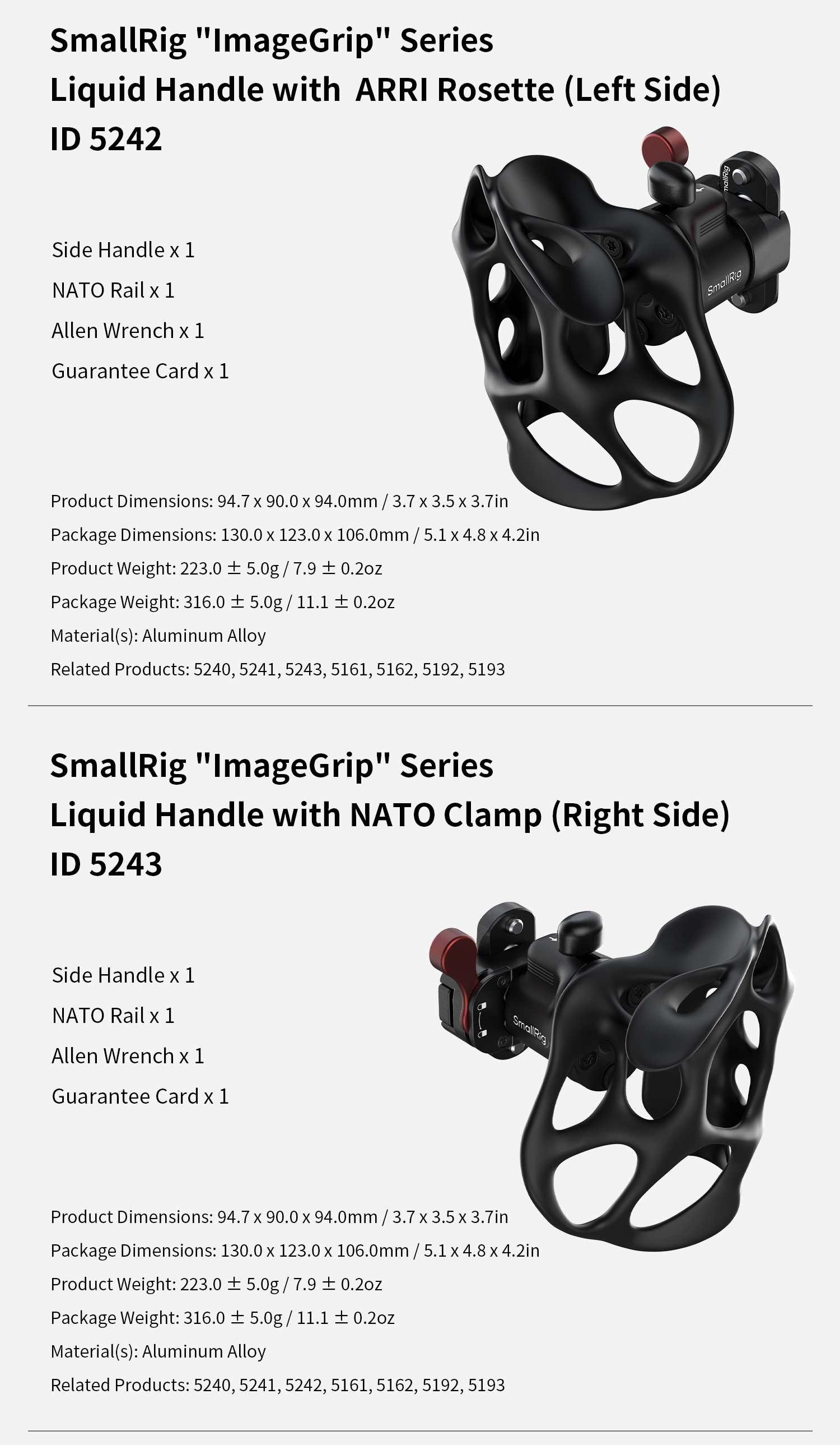 SmallRig Rotating Left-Side /Right-Side Wooden Handle with ARRI Rosette ...