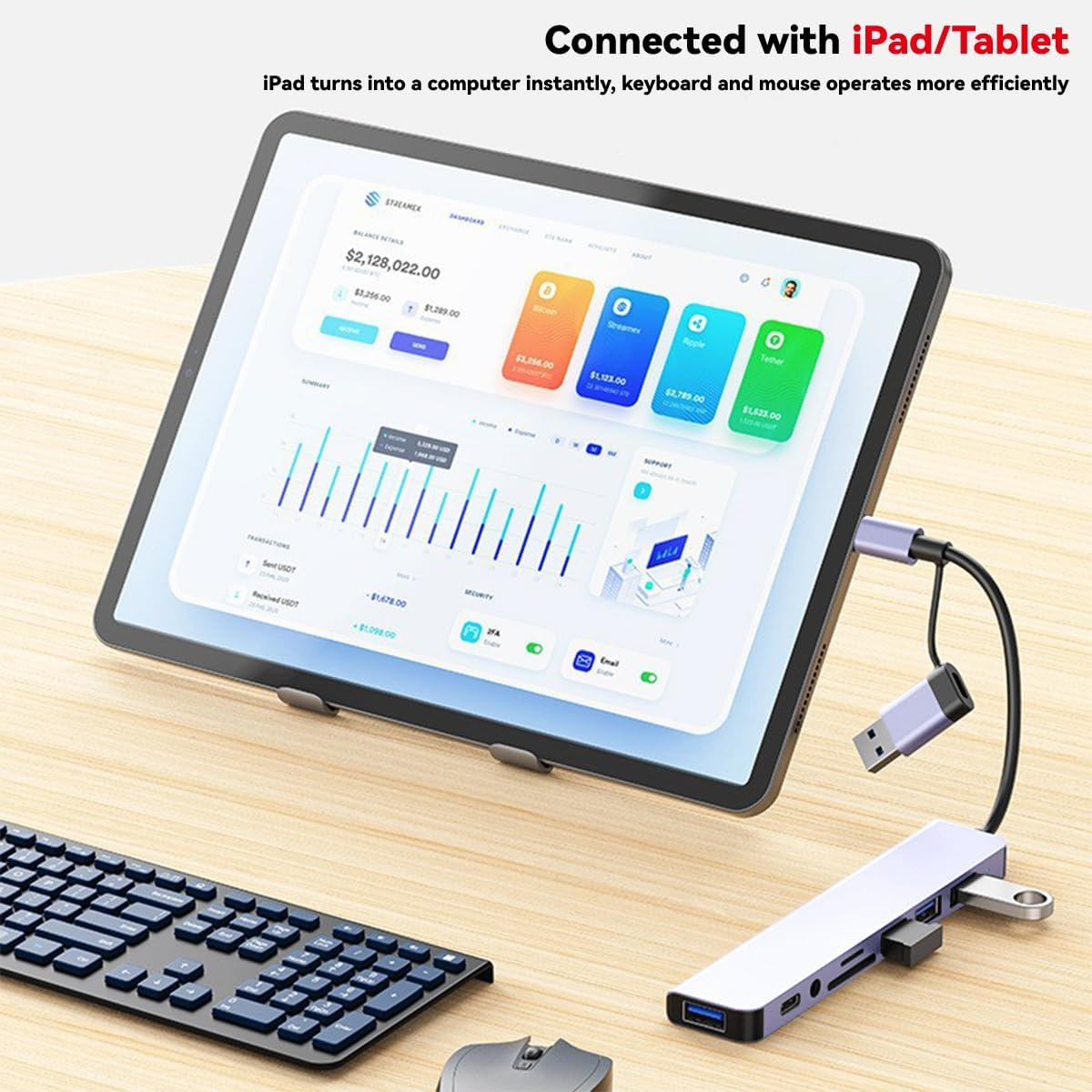 Type C Hub 8 in 2 USB3.0 Concentrator Docking Multi Adapter TF SD Card ...