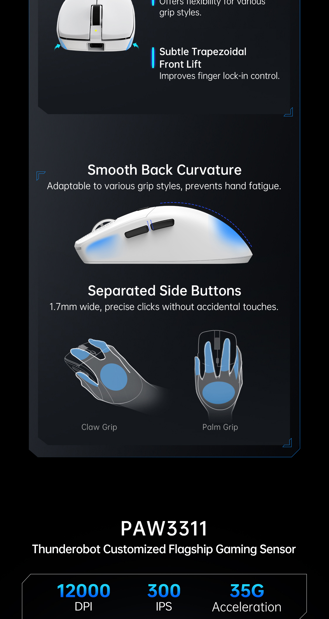 Thunderobot ML6 Pro SE Edition Tri-Mode Gaming Mouse PAW3311 1000Hz ...