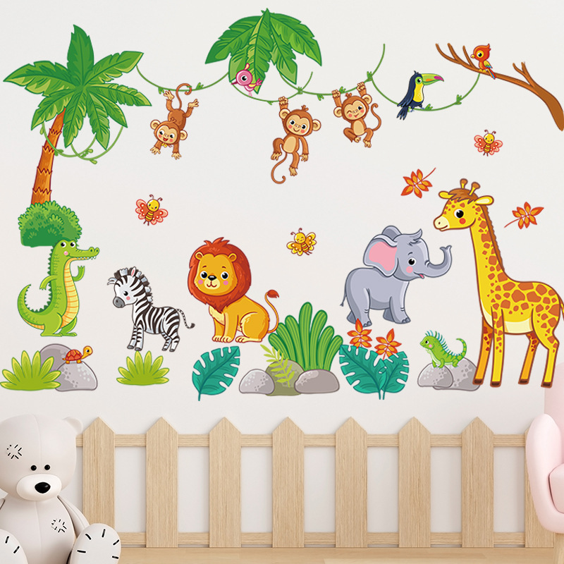 PVC kids wallpaper Cute Cartoon animal wall stickers baby early ...