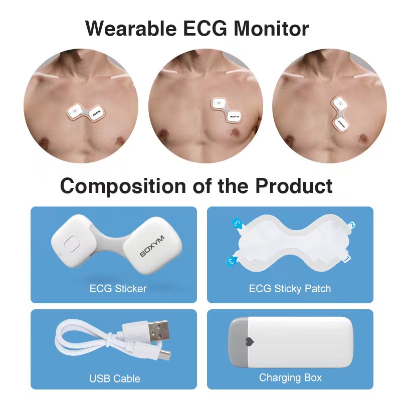 YONKER 36 Hour Heart Rate ECG EKG Bluetooth Charge Holter ECG Monitor ...