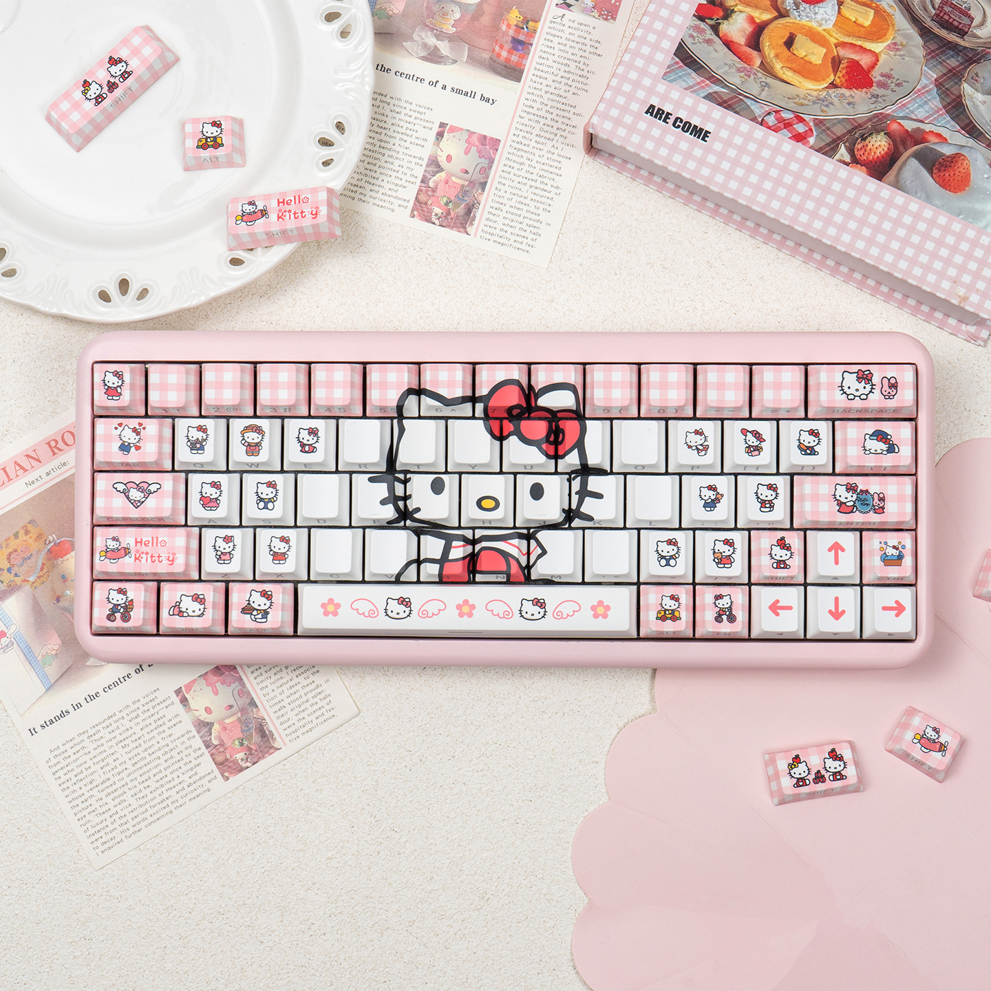hello Kitty Keycap Pink PBT Cherry profile Side light through for ...