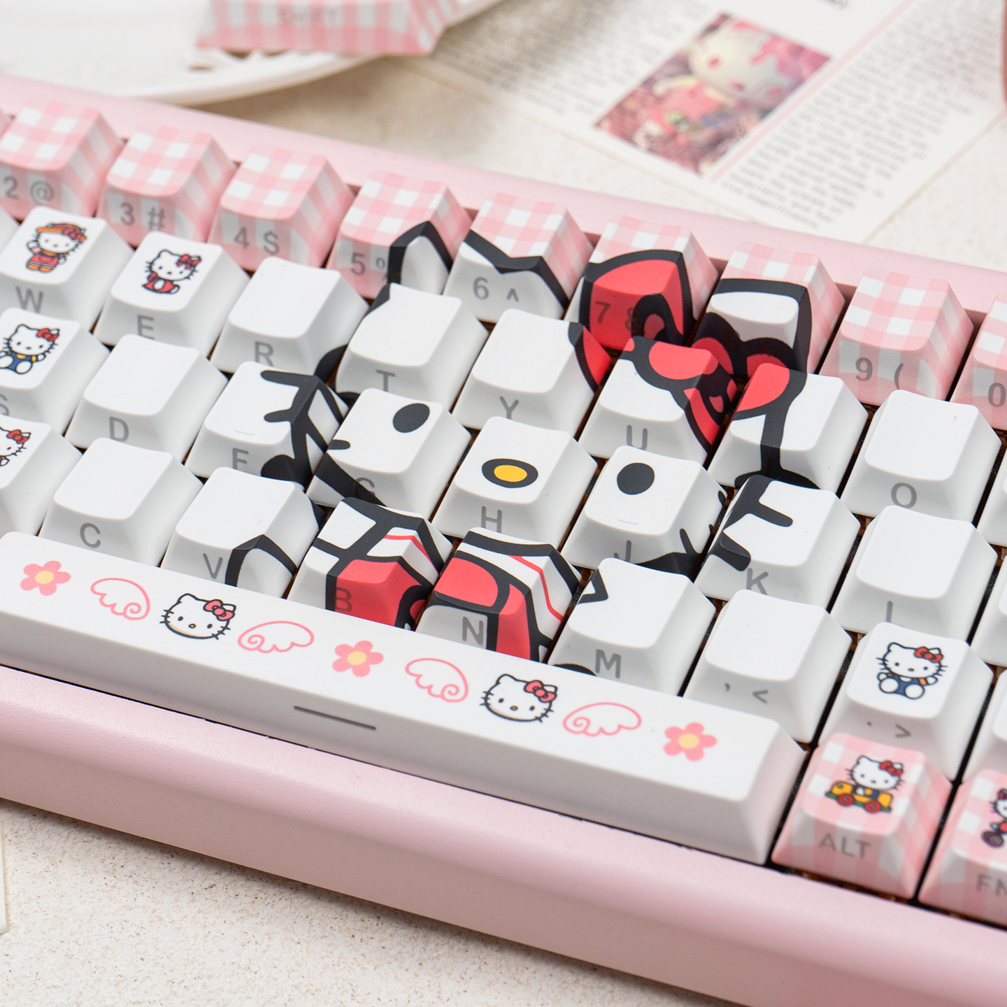 hello Kitty Keycap Pink PBT Cherry profile Side light through for ...