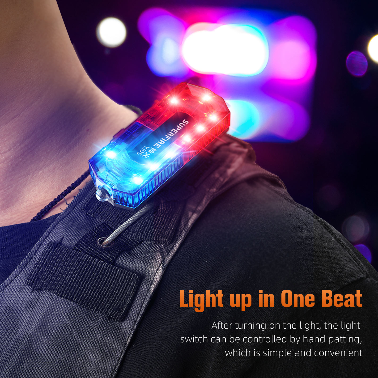 SUPERFIRE YJ05 1W Flash Light Red&Blue Strobe Light Warning Light ...