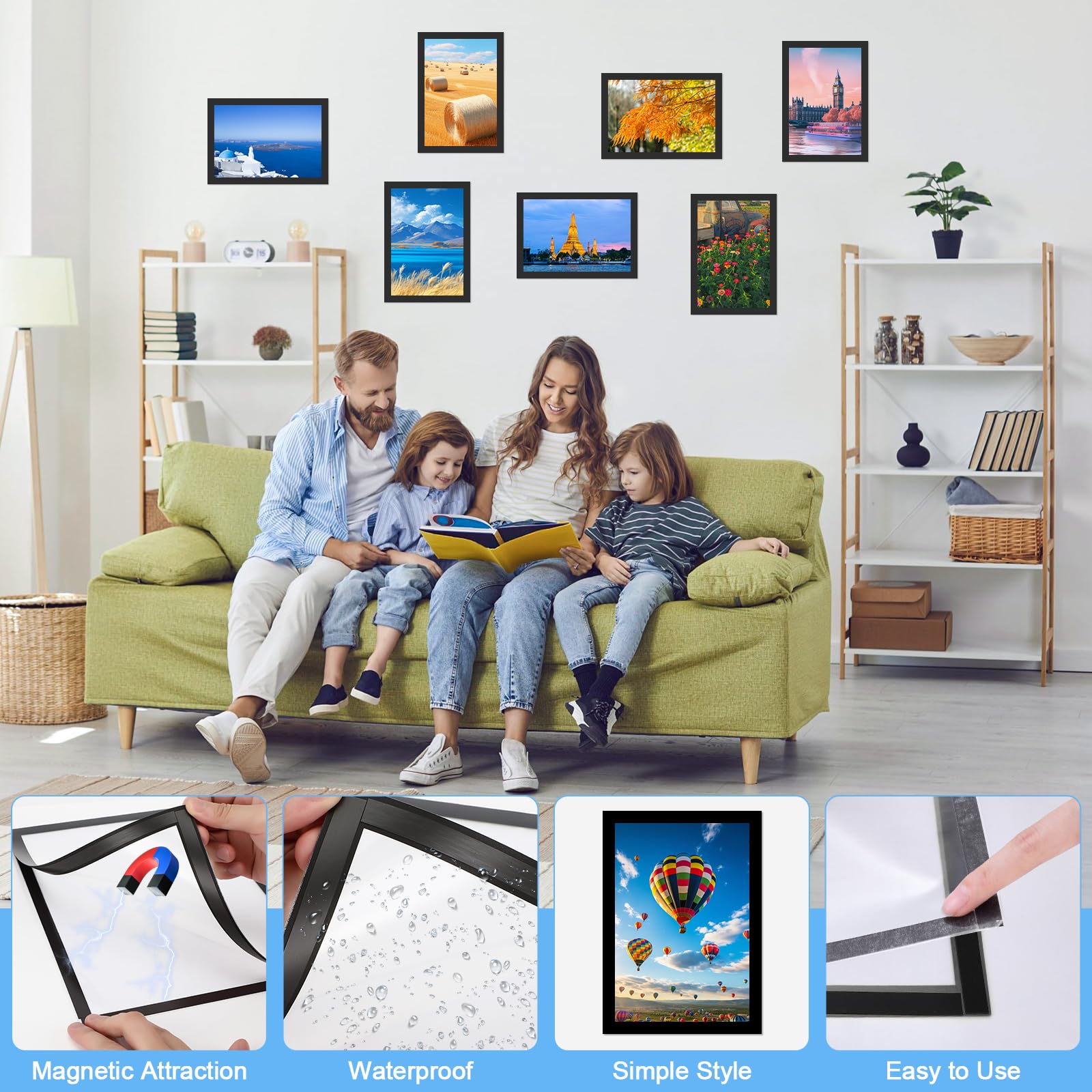 A4/A3/4R/6R Magnetic Picture Frame Wall Decoration For Living Room ...