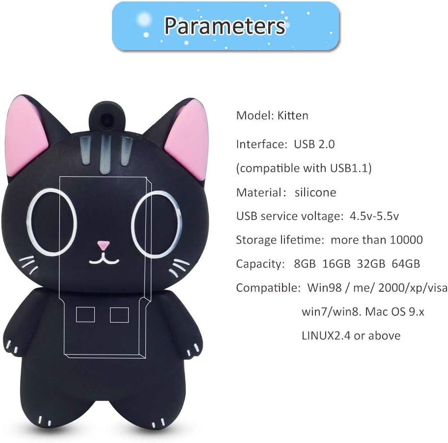 Cartoon Cat Pendant USB Flash Drive 4GB to 64GB Cute Animal Memory USB2 ...