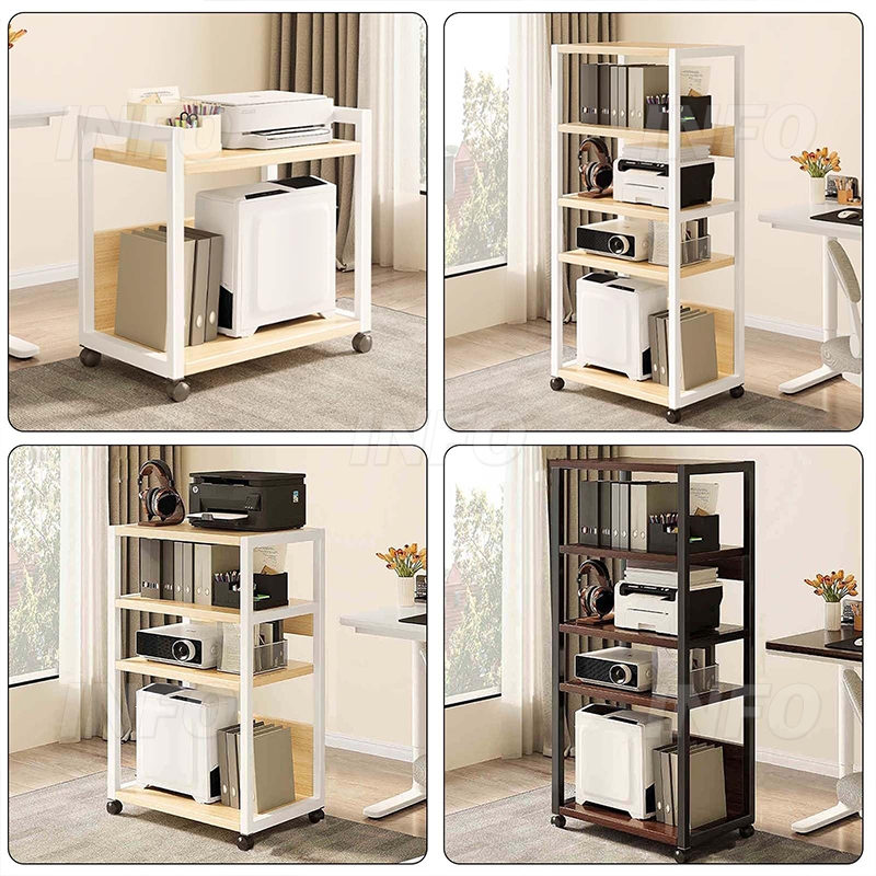 Printer Stand Adjustable Storage Shelf Rack on Wheels Floor-Standing ...