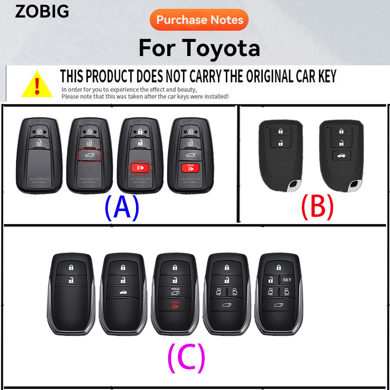 ZOBIG Aluminium alloy Key Fob Cover for Toyota Car Key Case Shell with ...