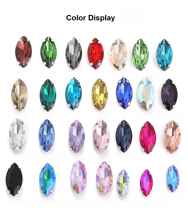 Hot Sell Navette Shape Sew On Crystal Rhinestones Silver Claw Set ...