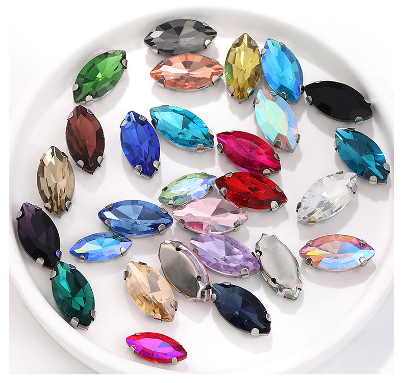 Hot Sell Navette Shape Sew On Crystal Rhinestones Silver Claw Set ...