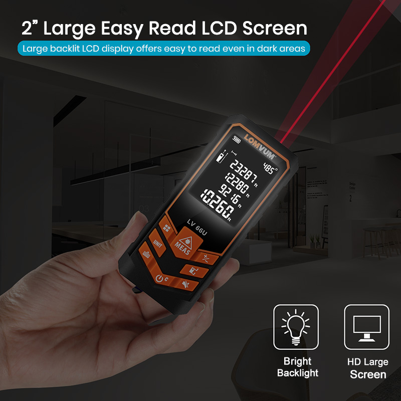 LOMVUM Digital Laser Rangefinder 100M Laser Measurement LCD Distance ...