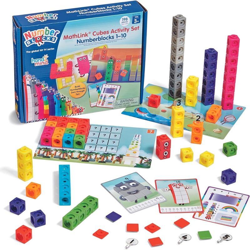 Linking Cubes Math Blocks Toy With English Activity Cards 10Pcs Numbers ...