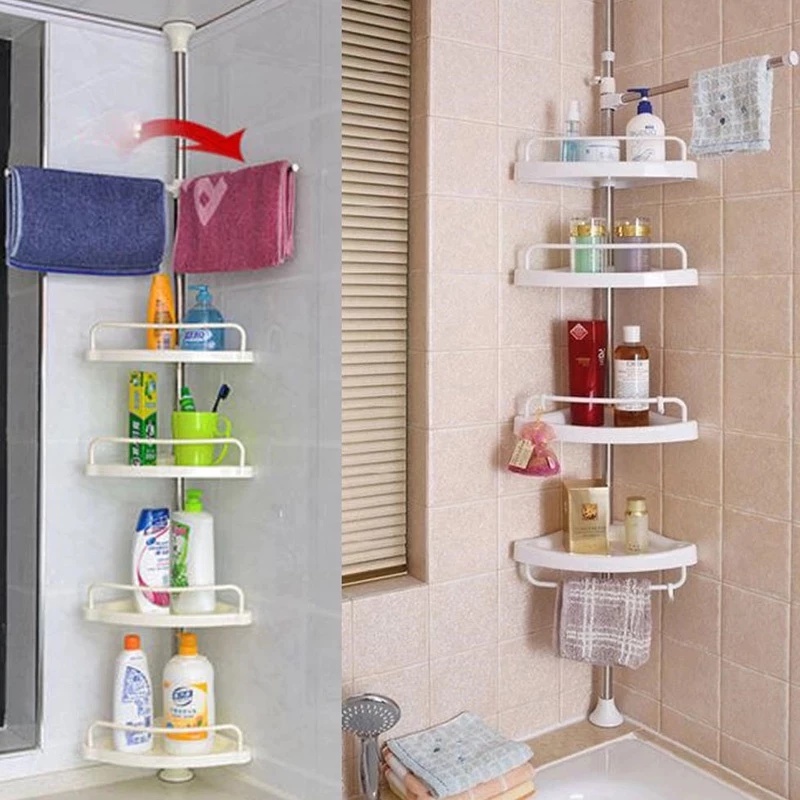 CLICK SHOPE 4 Layer Pole Adjustable Corner Shelf Bathroom Corner ...