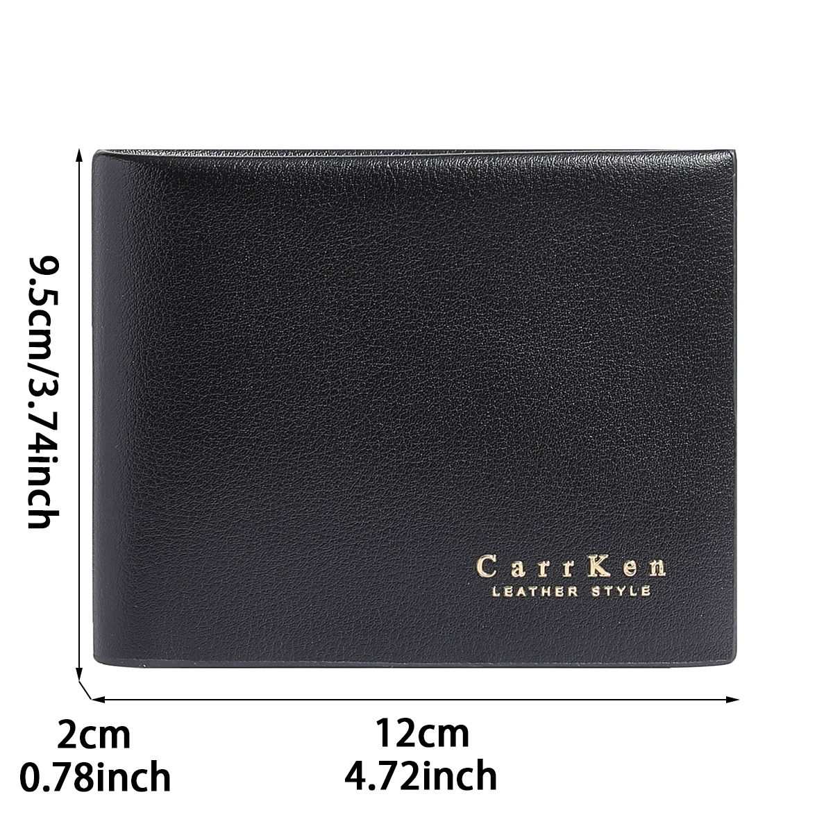 Black Minimalist Men's Short Wallet - Double-Fold Card Holder with Coin ...