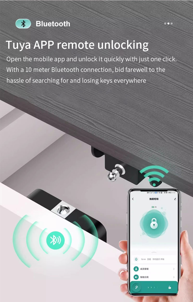 Bluetooth Tuya App Smart IC 13.56Mhz Card Swipe Hole-free Cabinet Lock ...