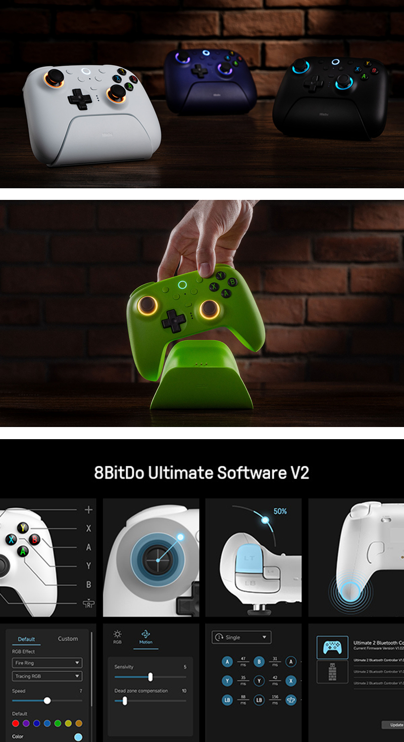 8BitDo Ultimate 2 Wireless Controller for Windows PC Android Steam Deck ...