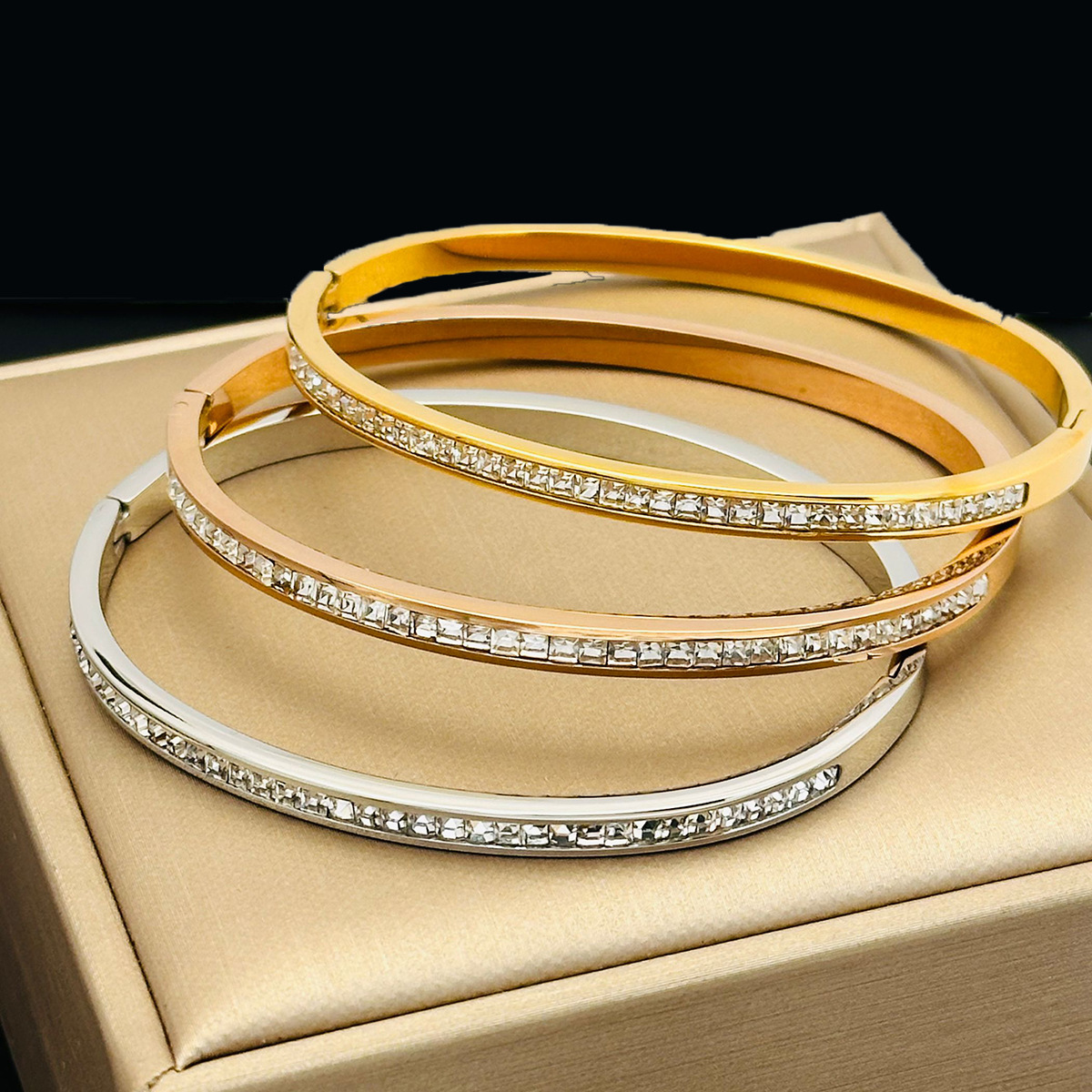 Sparkling Titanium Steel Diamond Bracelet - Elegant Dainty Jewelry Gift ...
