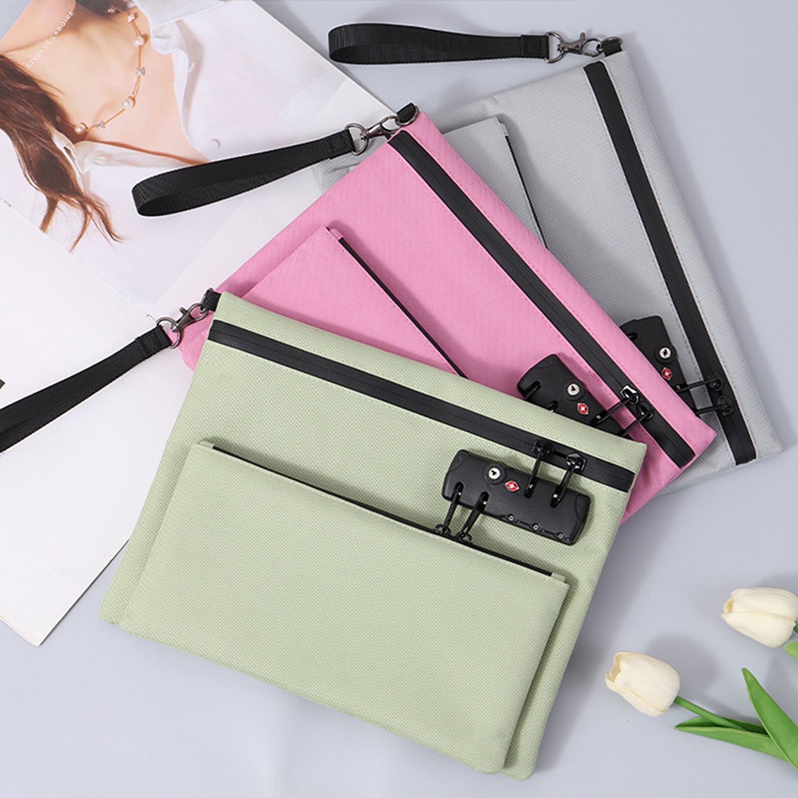 Small Locking Securitys Bag Combination Lock Waterproof Money Bag With ...