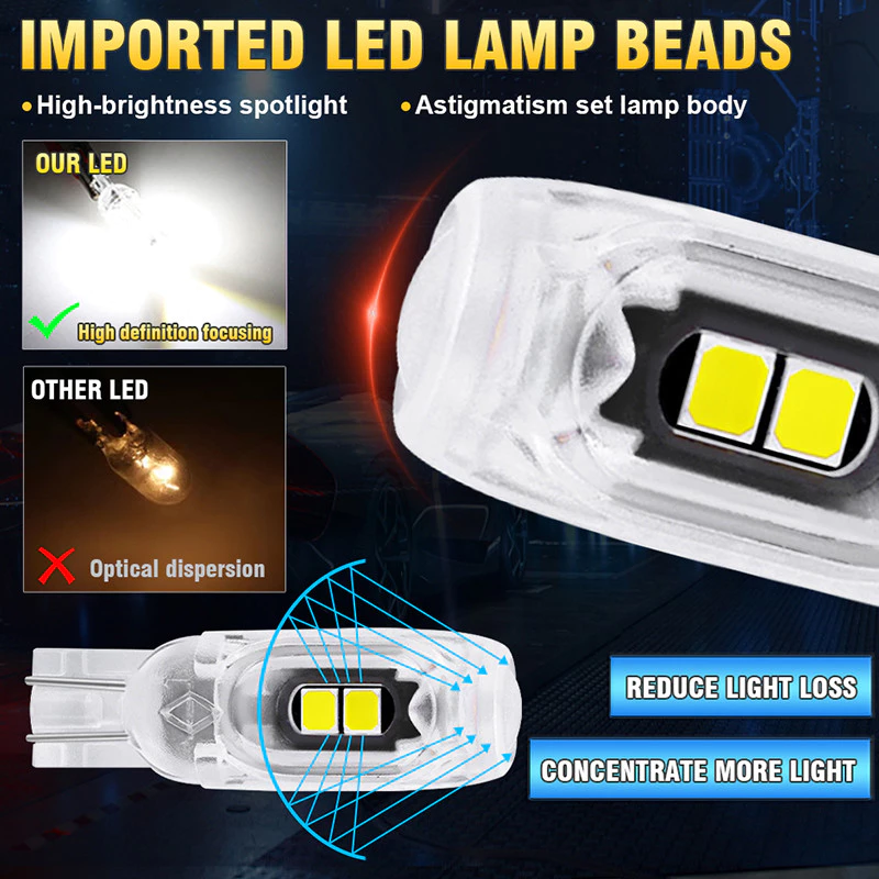 10pcs Blinker Led Signal Light Blinker For Motorcycle T10 Led Bulb ...