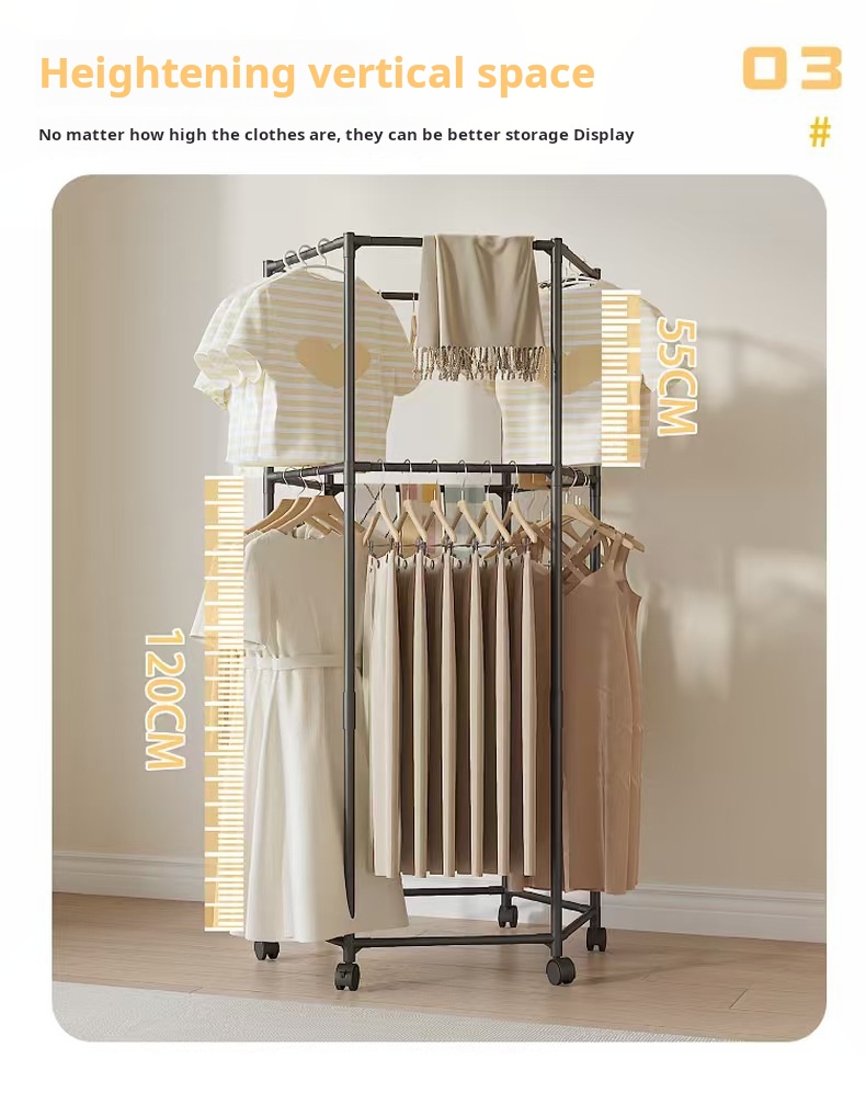 Space-Saving 2 layer Clothes Drying Rack Suitable for Bedroom Balcony ...