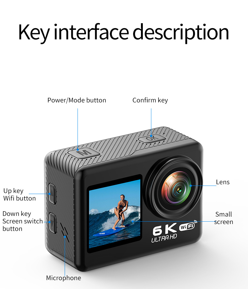 Alston E-CAM A12 PRO Action Camera 6K 30fps Ultra Hd with EIS Anti ...
