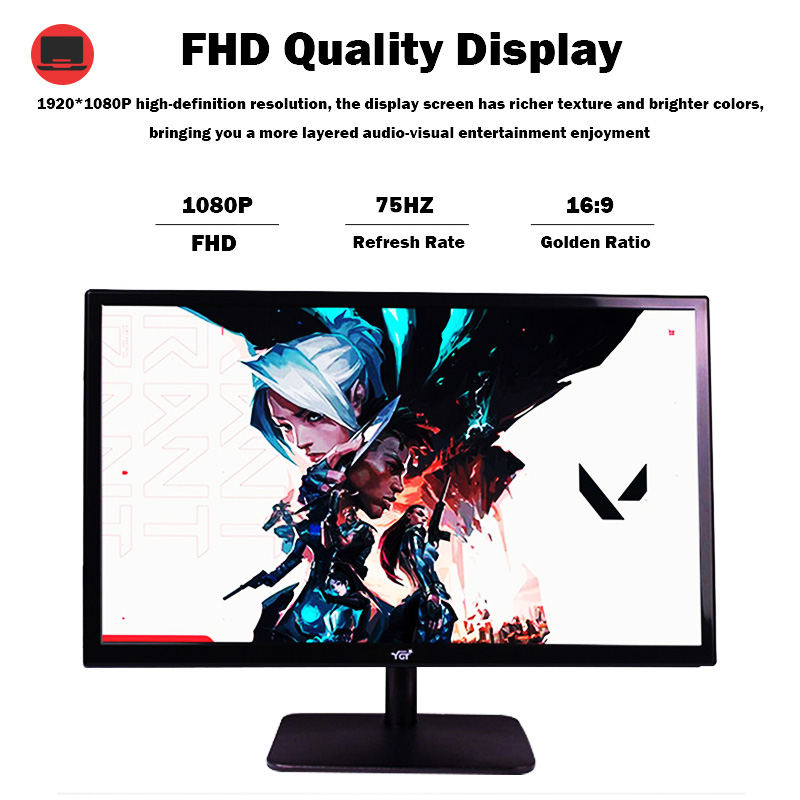 YGT 19/20/21/24/27 Inch Led Monitor FHD 1080P 60HZ/75HZ Desktop ...