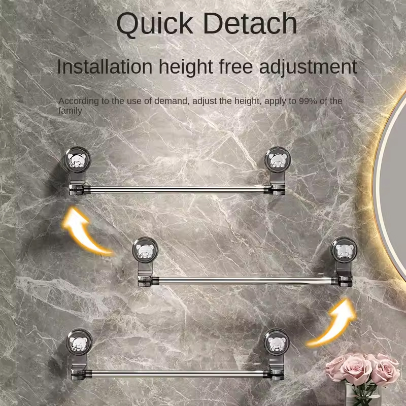 Adjustable No Drill Towel Rack Strongest Suction Cup 360 Rotate ...