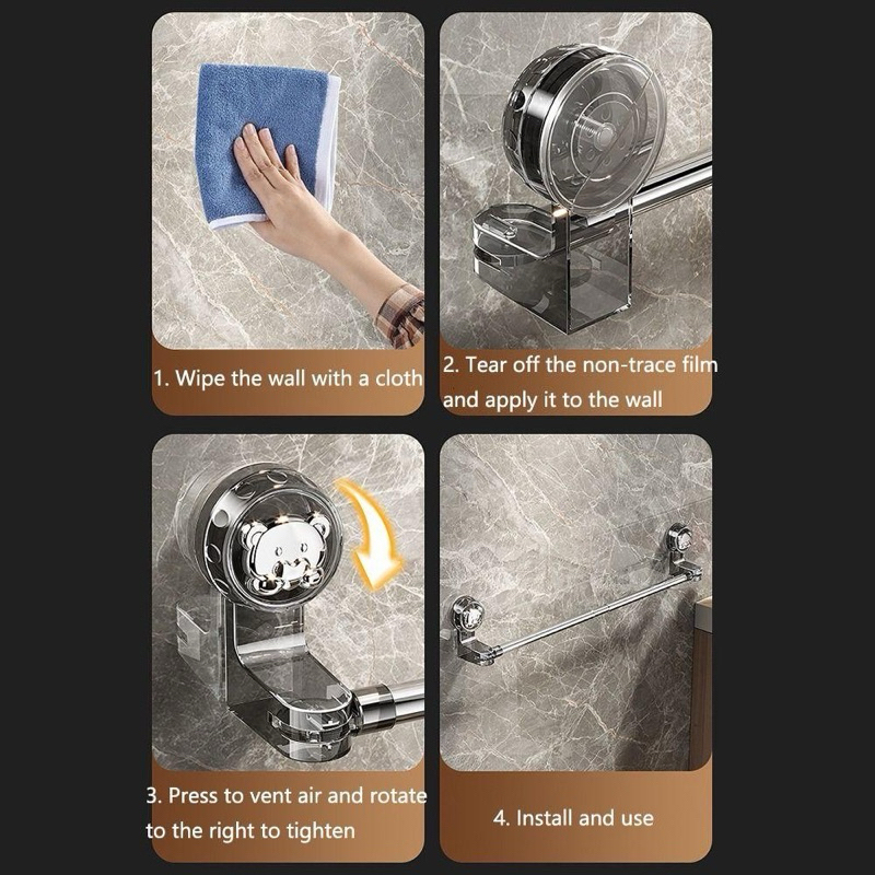 Adjustable No Drill Towel Rack Strongest Suction Cup 360 Rotate ...