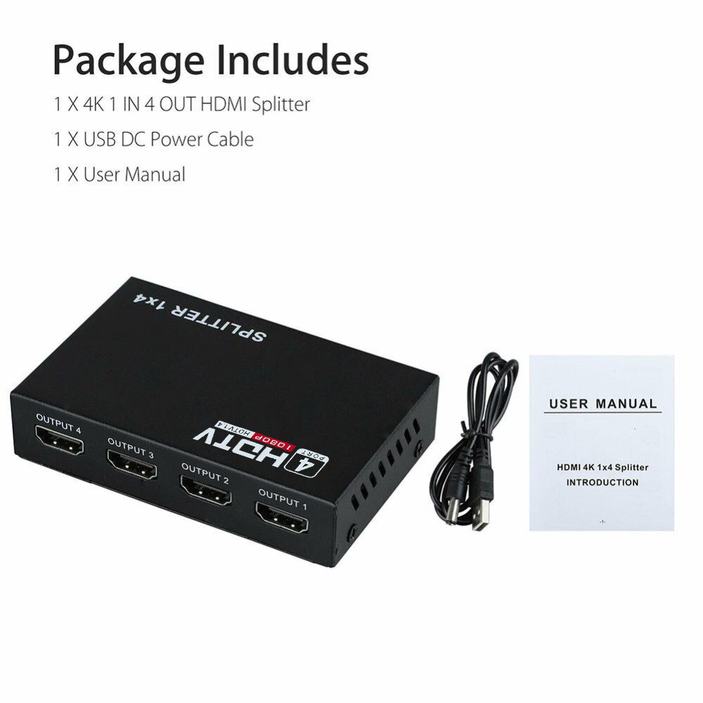 Splitter Connector 4 Ports 1x2/ 4 in 1 HDMI Splitter Switch Supports ...