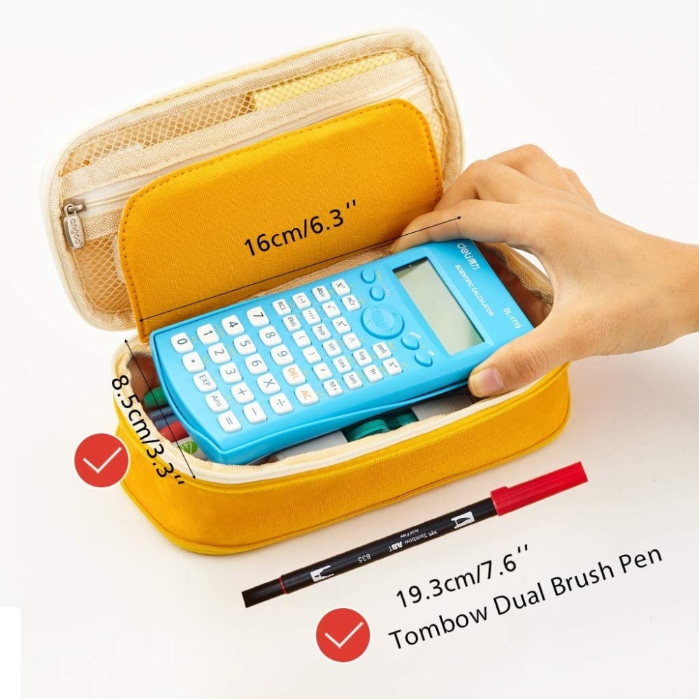 Foldable Zipper Pencil Case Big Capacity Canvas Pouch Multi Compartment ...