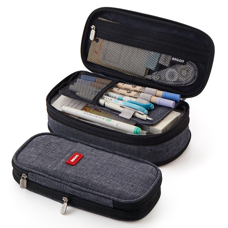 Foldable Zipper Pencil Case Big Capacity Canvas Pouch Multi Compartment ...
