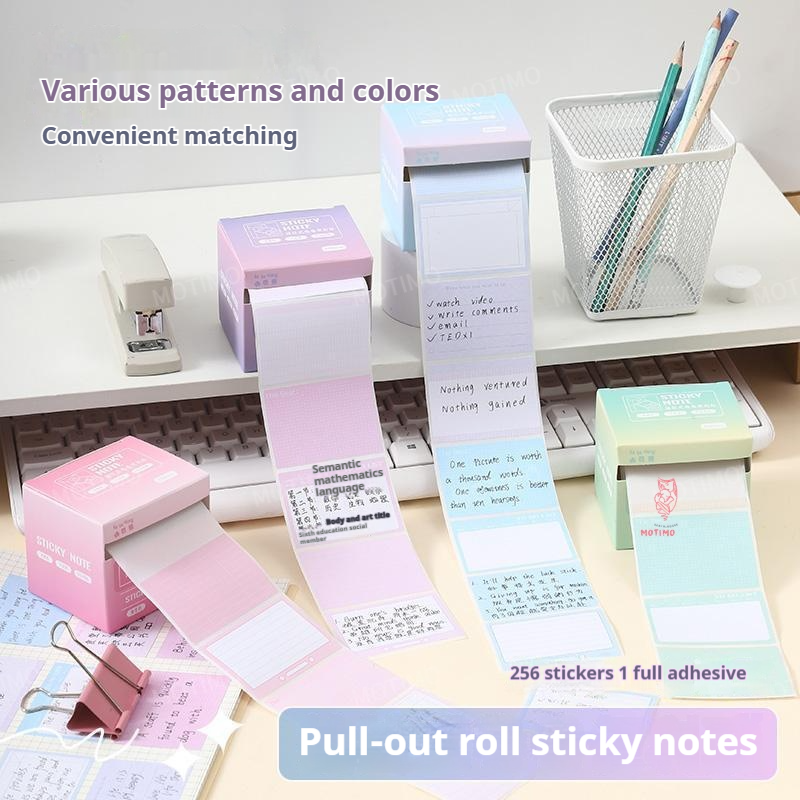 From PH Sticky Notes Roll Tape Pull Out Dispenser Boxes Self-Stick Memo ...