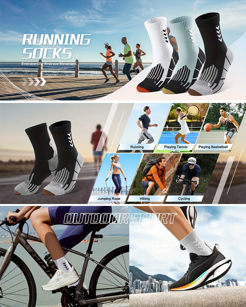 Professional Sports Running Socks Contrasting Stripes Sweat-Absorbent ...