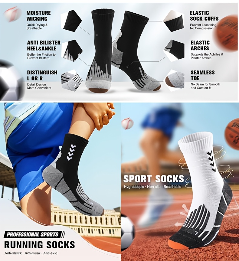 Professional Sports Running Socks Contrasting Stripes Sweat-Absorbent ...