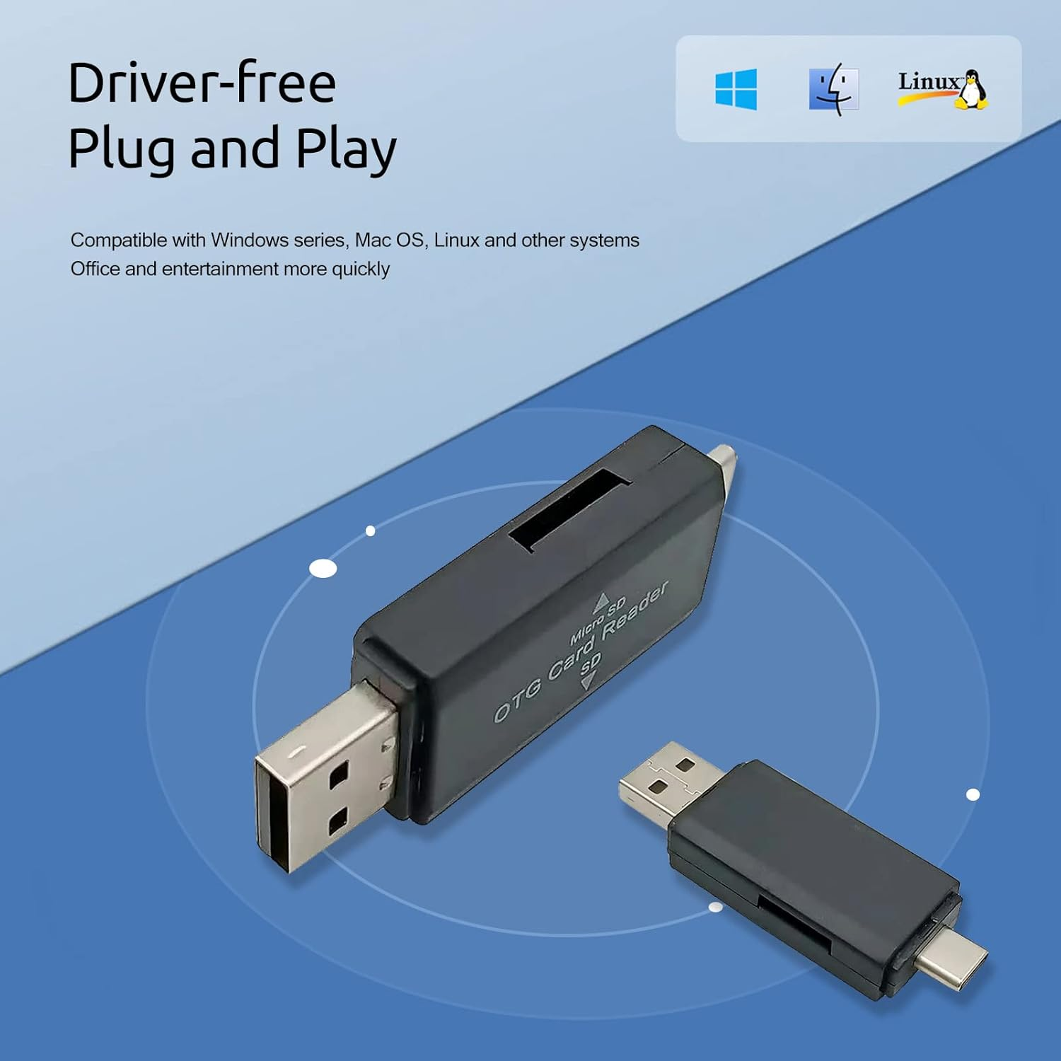Type C SD Card Reader TF 2 in 1 USB2.0 OTG High Speed Smart Adapter ...