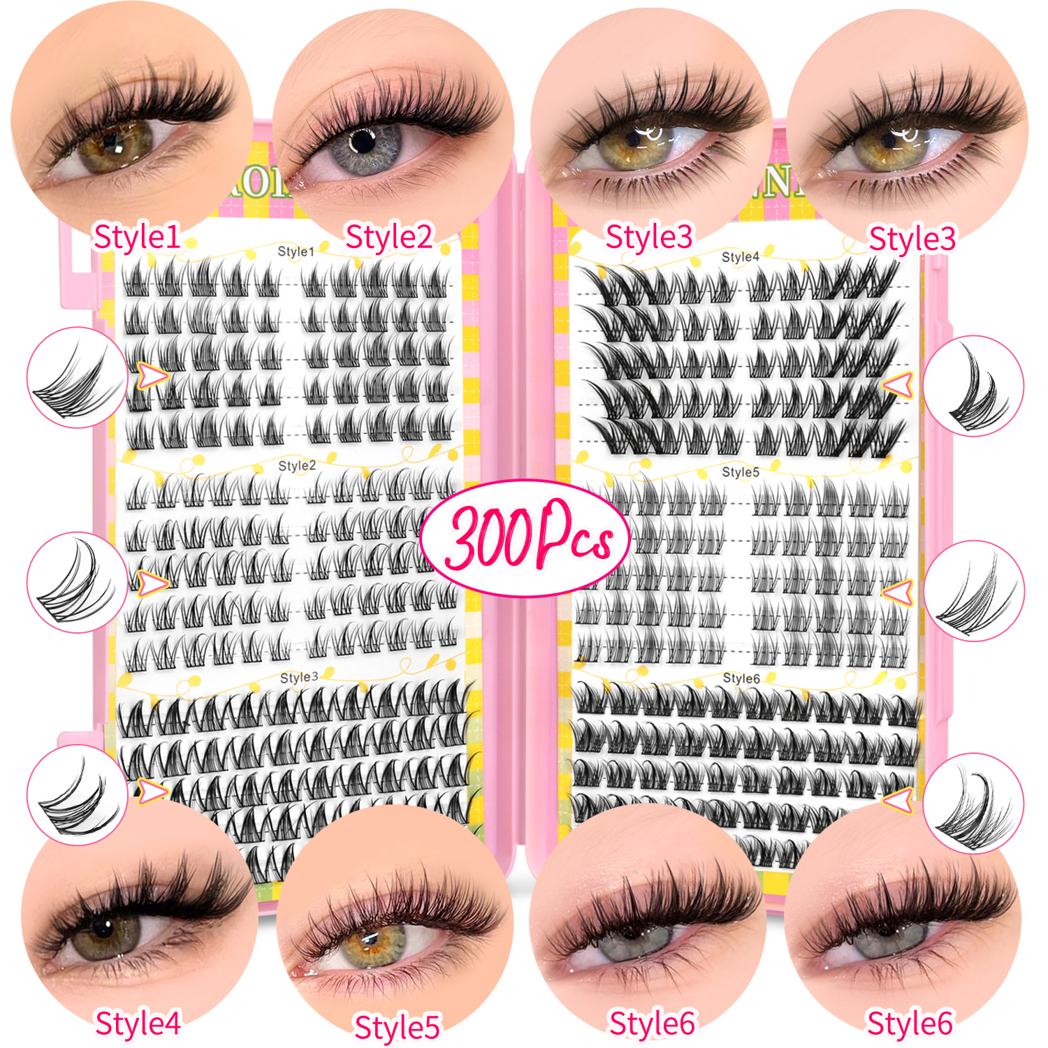 Individual Lash Clusters Book Elegant Box, 2-6 Different Styles, Cat ...
