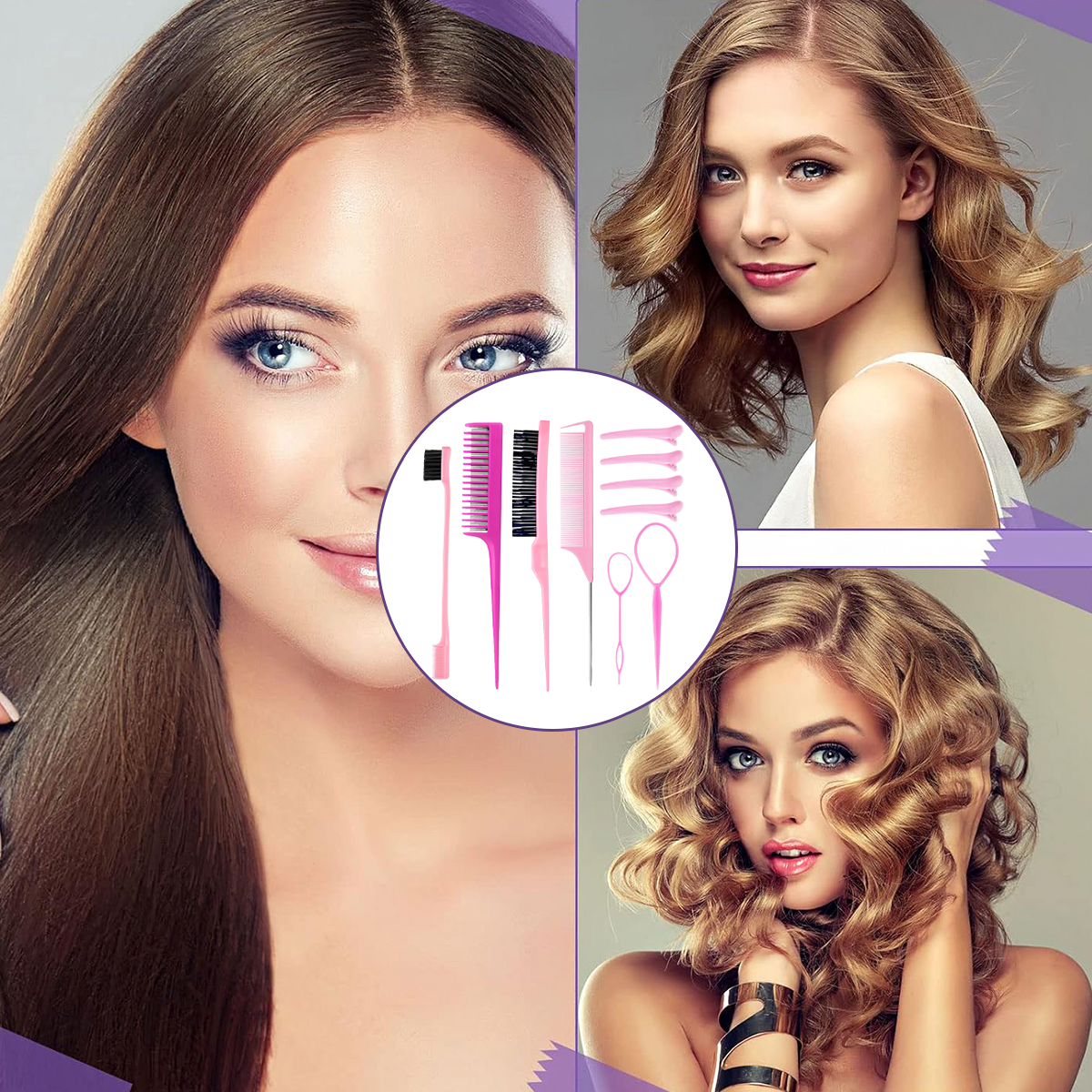 Professional Hair Styling 10-Piece Set - Three-Twist Comb, Rat Tail ...