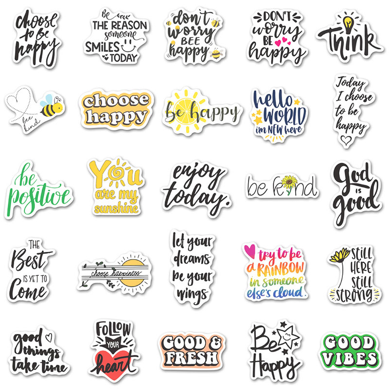Inspirational Quote Stickers 50PCS Waterproof Sticker Vinyl Decals For ...