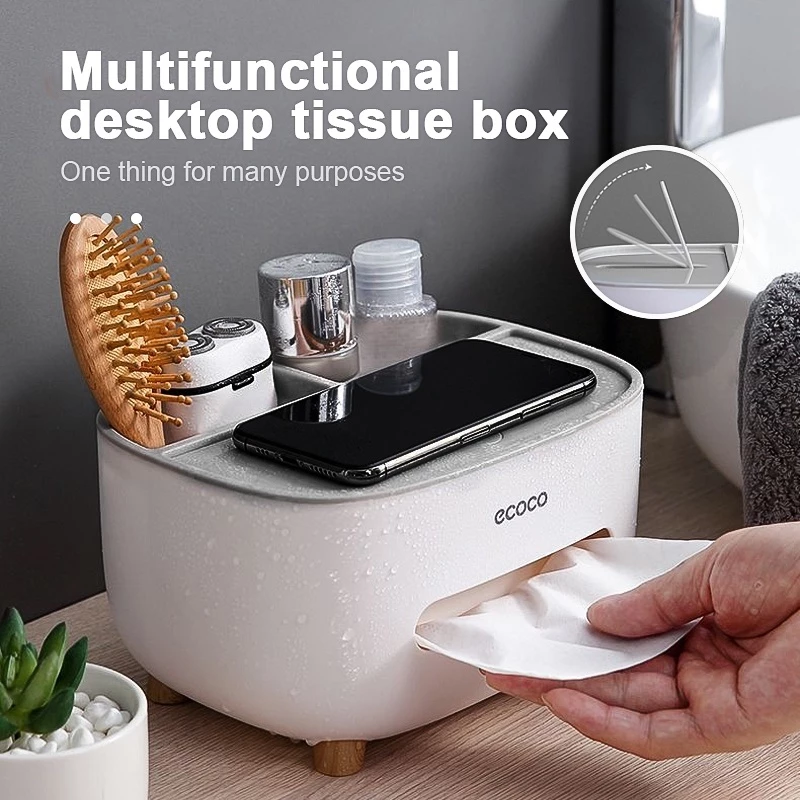 1CHOISE Tissue Storage Box with Phone Holder Tissue Dispenser Remote ...