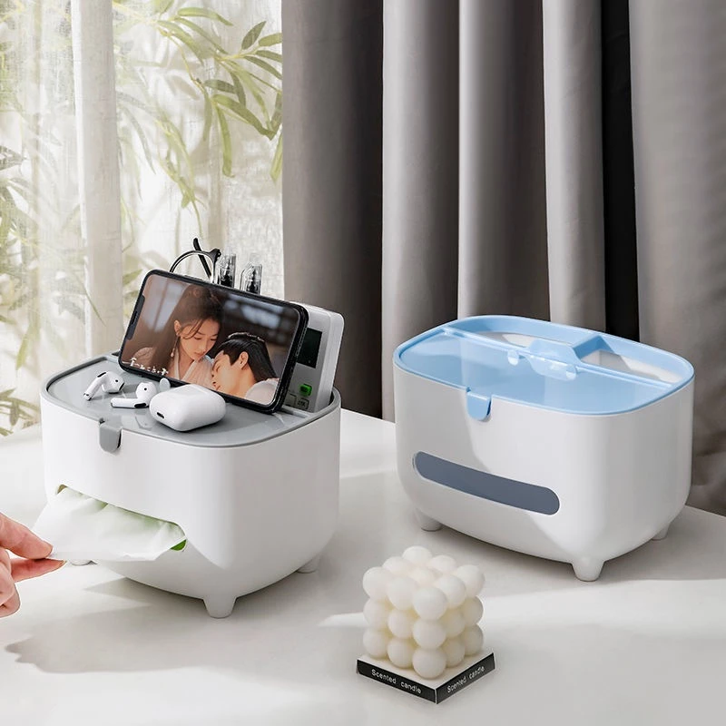 1CHOISE Tissue Storage Box with Phone Holder Tissue Dispenser Remote ...