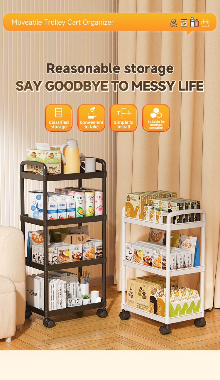 3/4/5 layer Moving Rack Trolley Cart organizer kitchen Shelf rack ...