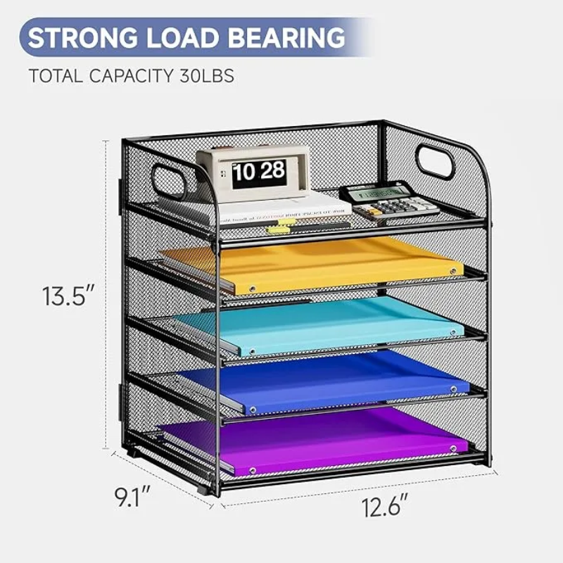 Desktop document organizer 5-tier stable sliding tray large capacity ...