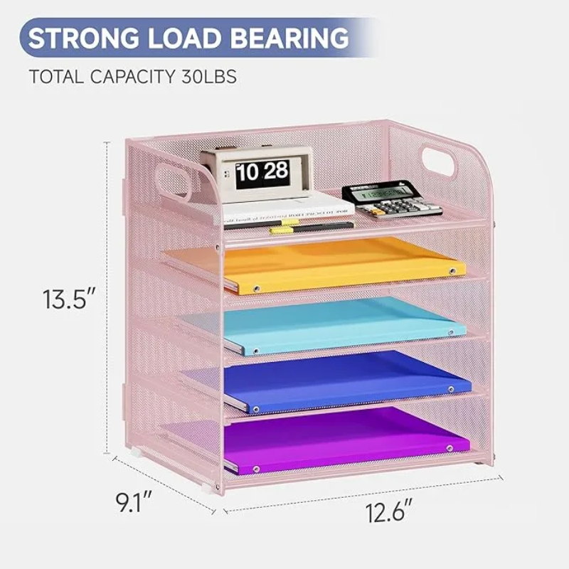 Desktop document organizer 5-tier stable sliding tray large capacity ...