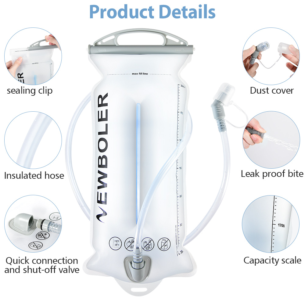Newboler 2L Water Bladder BPA-Free Running Hydration Bladder Portable ...