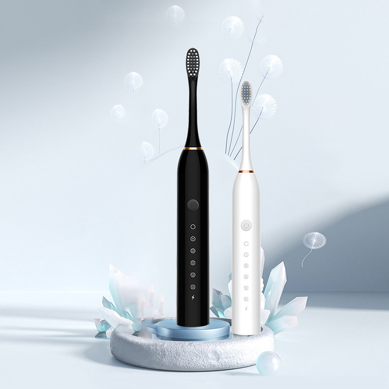 Adult rechargeable sonic toothbrush with soft bristles and smart ...