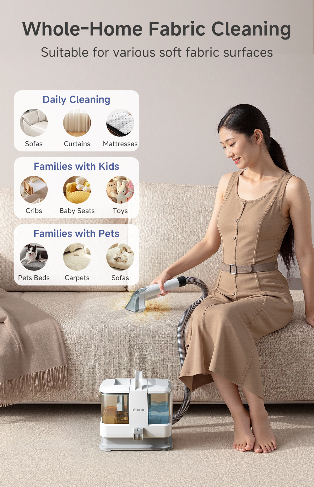 Simplus Household Fabric and Carpet Vacuum Cleaner Wet and Dry Vacuum ...